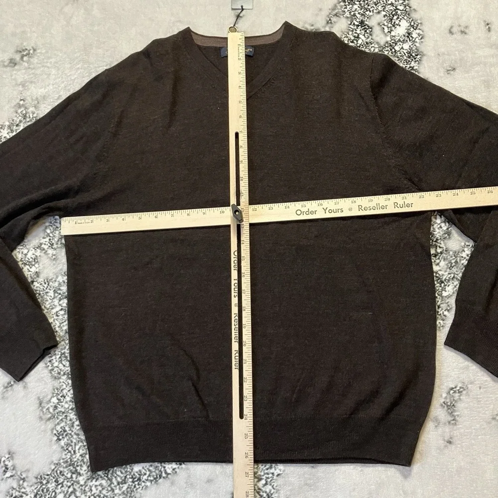 Garret Scott Sweater Mens Size Large Brown Extra Fine Merino Wool Long Sleeve
